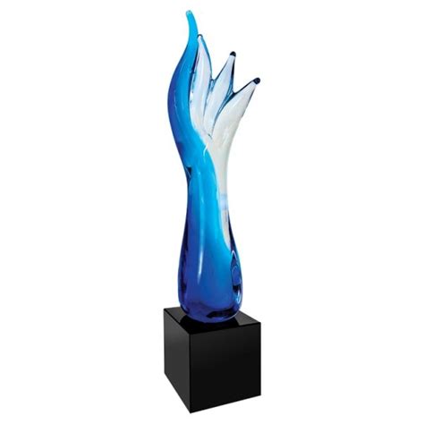 Blue Aspire Art Glass Award Hit Trophy