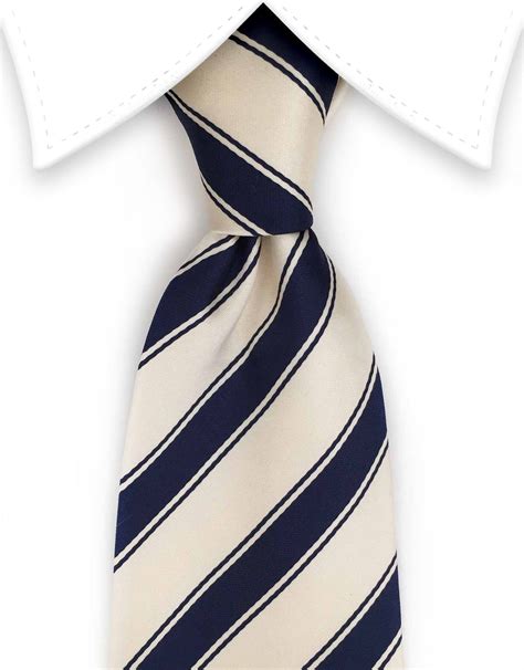 Cream And Navy Striped Tie Striped Tie Mens Fashion Dressy Blue Necktie