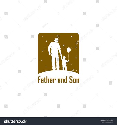 Vektor Stok Father Son Logo Walking Together Tanpa Royalti 1946090458