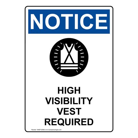 Portrait Osha High Visibility Vest Sign With Symbol Onep 25060