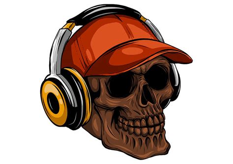 Skull With Headphones Listening To Music Drawing Digital Art By Dean