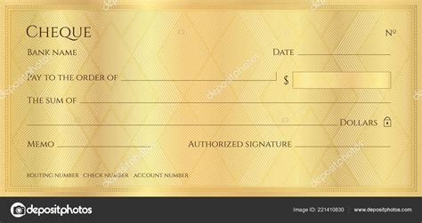 Cheque Check Chequebook Template Guilloche Pattern Abstract Geometric