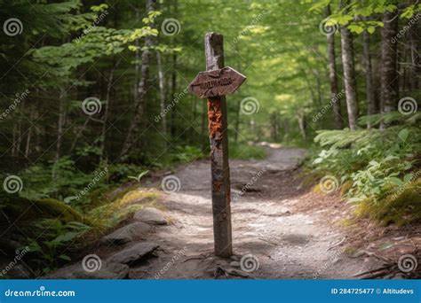 Trail Marker Signpost With Arrows Pointing In Different Directions