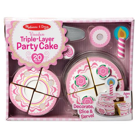 Melissa And Doug Triple Layer Party Cake Wooden Play Food Set