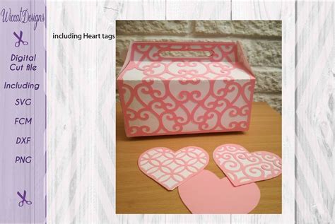Valentine gift box, Gift box svg, template box svg, (51715) | Cut Files