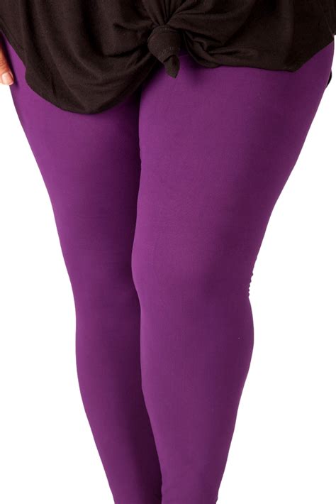 Womens High Waisted Super Soft Dark Eggplant Purple Plus Size Leggings