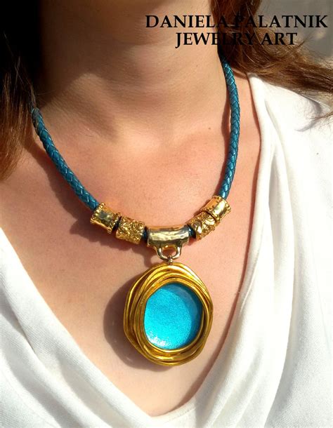 Pendant Turquoise Necklace Wrap Necklace Gold Beads Etsy