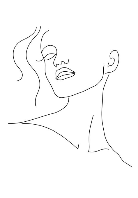 Artistieke Ilustratie Minimal Woman Face Line Art Europosters