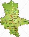 map of saxony-anhalt with transport network in green - Stock Photo ...