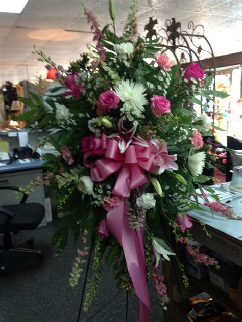 Pink Standing Spray Flower Arrangements Funeral Sprays Floral Wreath