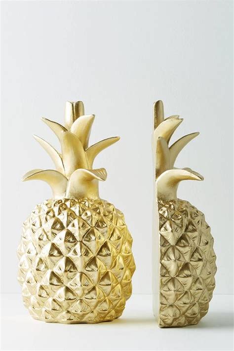 Gold Pineapple Bookends