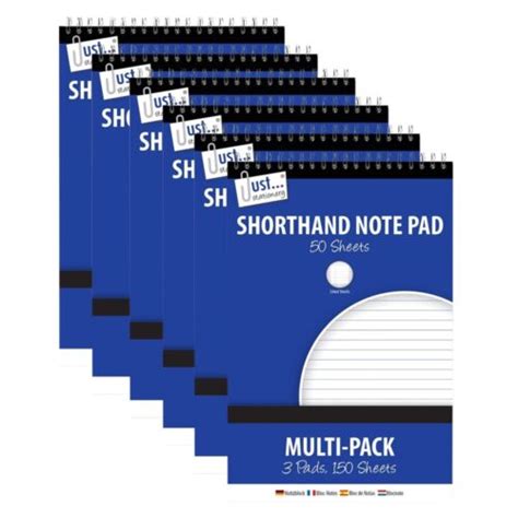 Multi Pack 6 Pads 50 Sheets 50gsm Top Spiral Bound Shorthand Note Pad