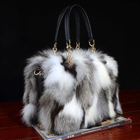 real fox fur bag totes handbag brand party bag women ladies hand bags luxury designer evening