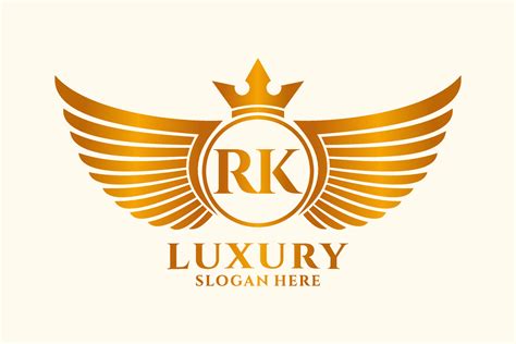 Luxury Royal Wing Letter Rk Crest Gold Color Logo Vector Victory Logo