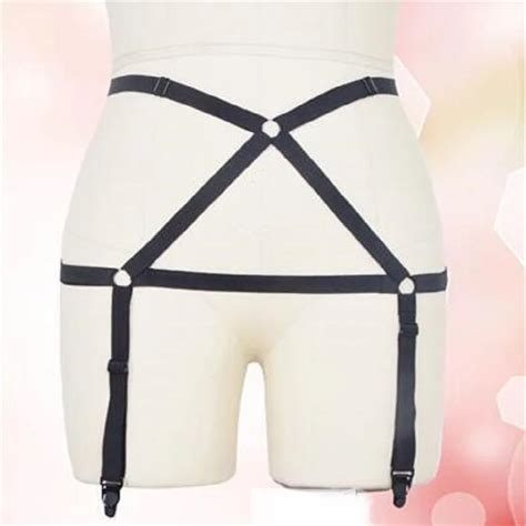 Women Sexy Harajuku Punk Garters Handmade Metal Hook Clip Elastic Stockings Suspender Spandex