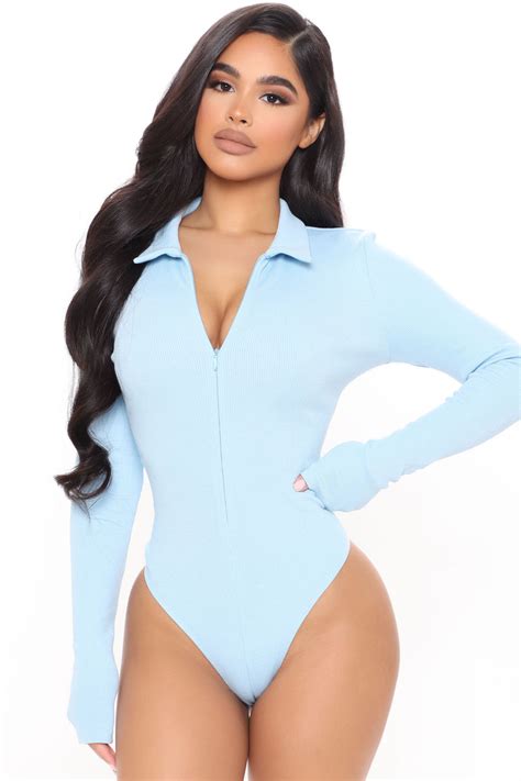 Hustle And Grind Ribbed Bodysuit Blue Fashion Nova Bodysuits