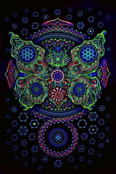 Psychedelic Tapestry Banner Uv Fluorescent Trippy Mushroom Etsy
