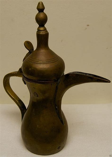 Signed Antique Turkish Copper Brass Coffee Pot 115 Tall
