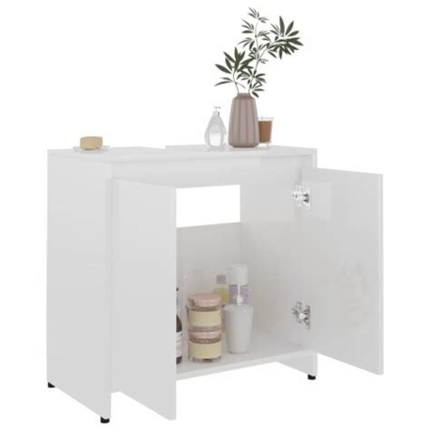 VidaXL Bathroom Cabinet High Gloss White 23 6 X13 X24 Engineered Wood 1 Set 23 6 X13 X22 8