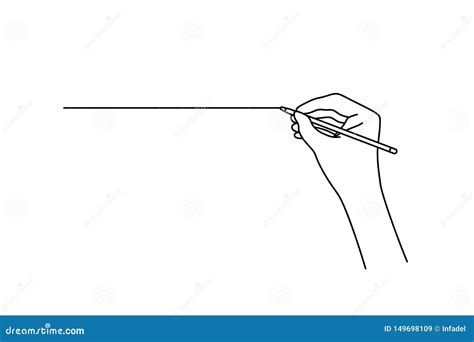 Linear Hand Drawing A Straight Line Stock Vector Illustration Of