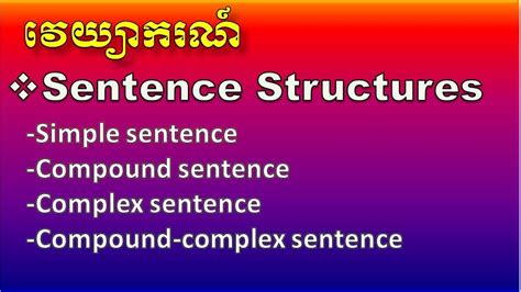 Sentence Structures~simple Sentence Compound Sentence Complex