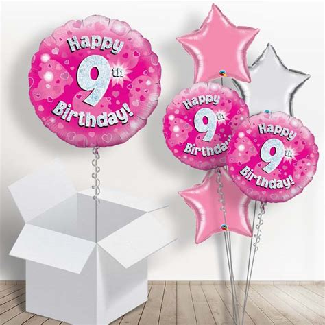 Happy 9th Birthday Pink Hearts 18 Balloon In A Box Buy Online
