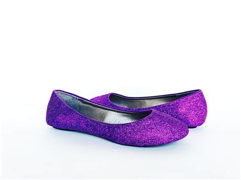 Purple Glitter Flats Violet Ballet Shoes In 2023 Glitter Flats