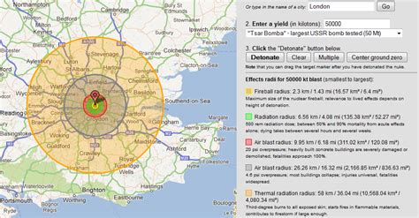 Red circle = total destruction (radius 35 kilometres. Çar BombasıTsar Bombasını Tanıyalım.