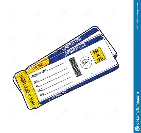 Airline Boarding Pass Ticket Design Hand Drawn Stock Vector Illustration Of Tourist Card