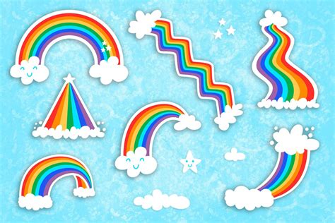 Rainbow Vector Cartoon Cute Clip Art Decorative Illustrations