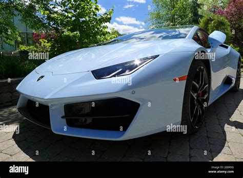 A Baby Blue Lamborghini Huracan On Display At A Social Event In Toronto