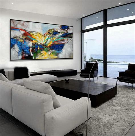 Hand Painted Texture Abstract Panoramic Canvas Modern Wall Art Super