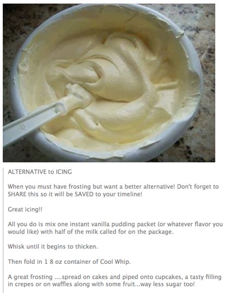 Place a metal mixing bowl and metal whisk into the freezer for 10 to 15 minutes. icing alternative - I'm not sure. Has anyone tried this ...