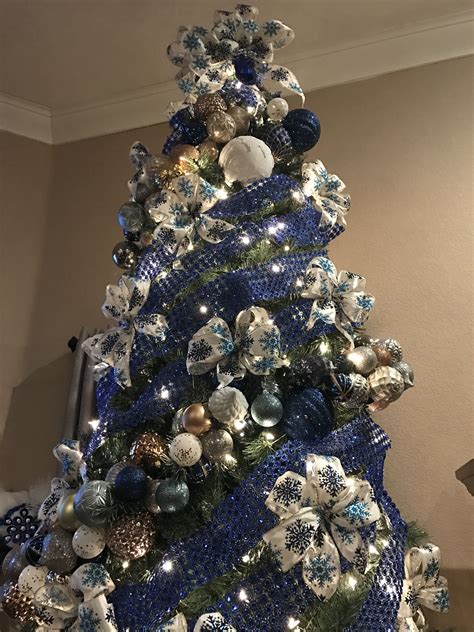 Navy And Silver Christmas Tree Blue Christmas Tree Decorations