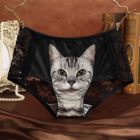 Chats Sous Vêtements Femmes Slips Sexy Dentelle Sans Couture Anti Vidé 3d Court Respirant