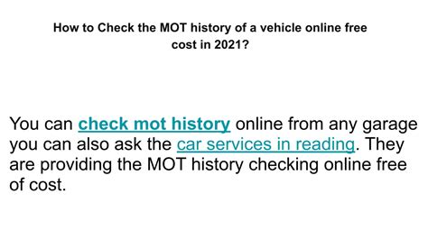 Ppt How To Check The Mot History Of A Vehicle Online Free Cost In