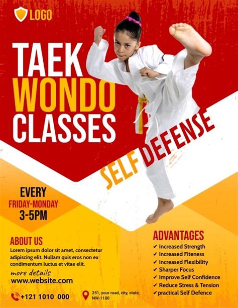 The Flyer For Taek Wondo Classes