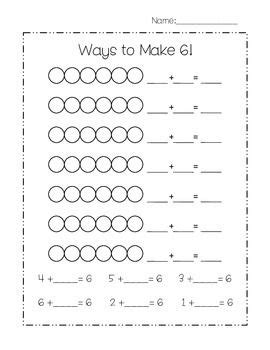 Ways to Make 6, 7, 8, 9, 10 | 1st grade math worksheets, First grade
