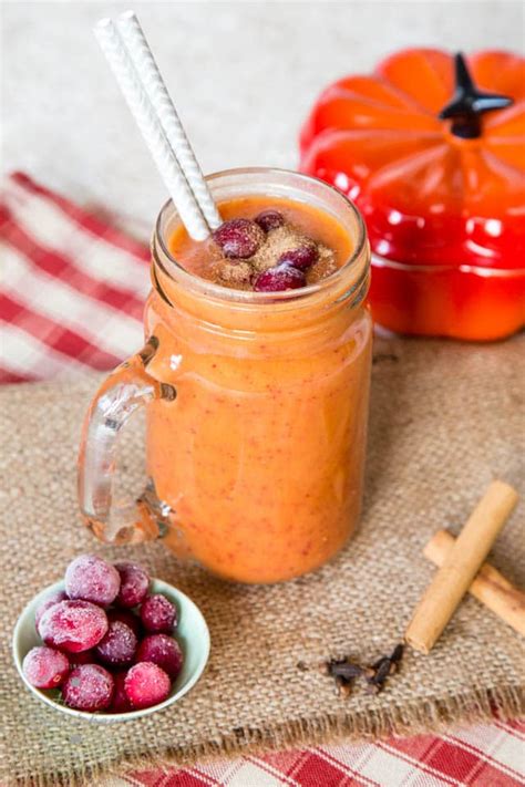 Pumpkin Spice Smoothie With Cranberries Ideal For Fall
