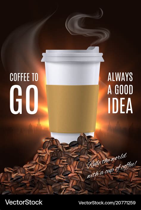 Coffee To Go Advertisement Composition Royalty Free Vector