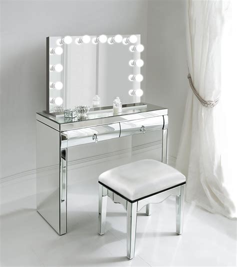 A lighted vanity mirror table is on every pretty much every girl's wish list for their bedroom or closet. Monroe White Makeup Glam LED Hollywood Mirror - Glam Mirrors