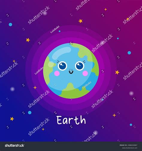 Cute Planet Earth Flat Cartoon Style Stock Vector Royalty Free