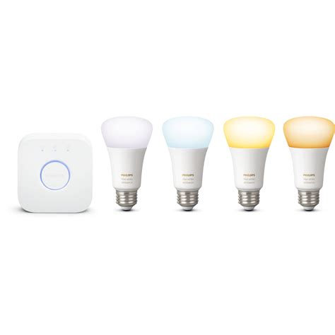 Philips Hue A19 Starter Kit (White Ambiance, 4-Pack) 530295 B&H