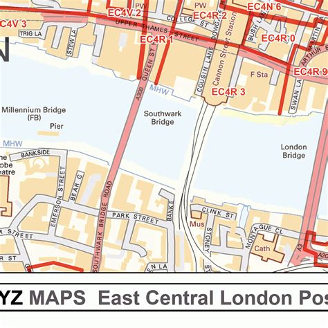 East City London Ec Postcode Wall Map Xyz Maps