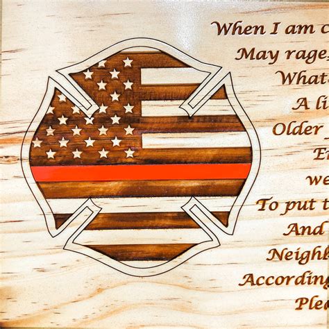 Firefighter T Personalized Prayer Prayer Plaque Thin Etsy