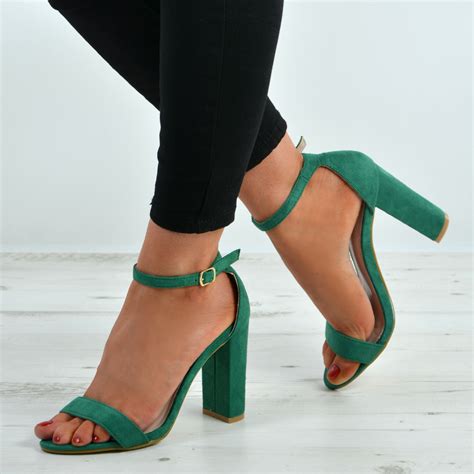 New Womens Ankle Strap Block Heel Sandals Peep Toe Ladies Shoes Size Uk 3 8