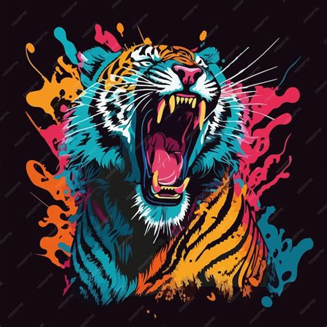 Premium Vector Colorful Angry Tiger Pop Art Vector Illustration