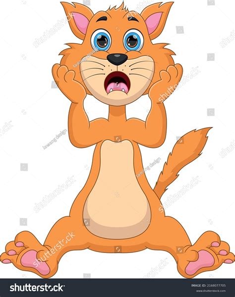 Shocked Cat Cartoon On White Background Stock Vector Royalty Free