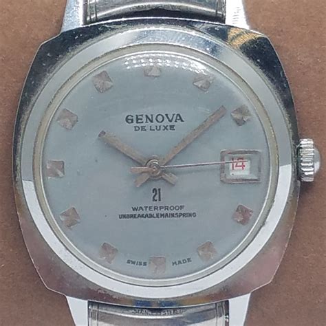 Buy The Genova De Luxe 21 Jewels Silver Tone Manual Wind Vintage Watch