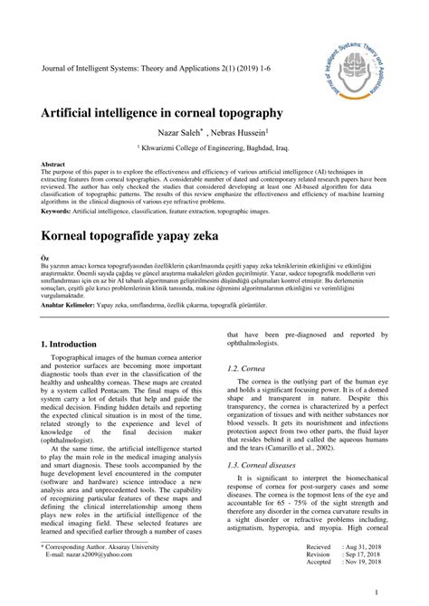 Pdf Artificial Intelligence In Corneal Topography